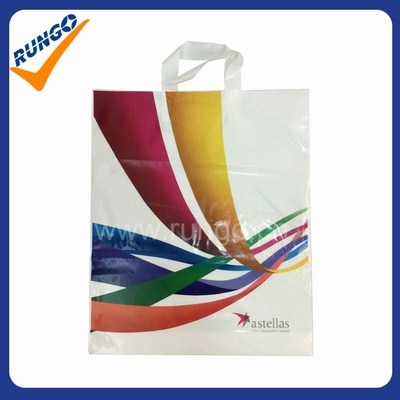 CMYK printing HDPE plastic bag with two handles