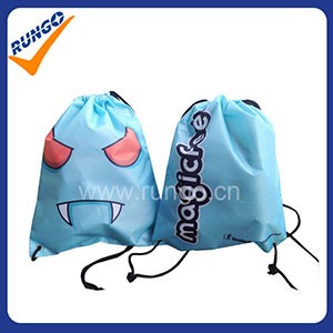 sublimation printed durable 420D polyester drawstring backpack bag sets