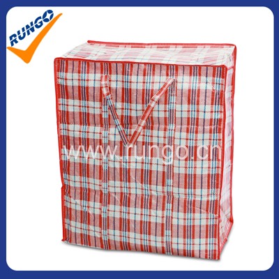 PP woven check design jumbo bag with zippers