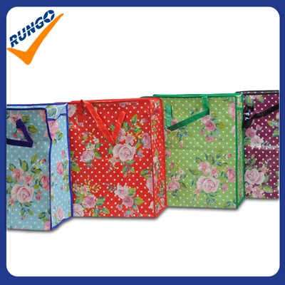 Flower pattern zippered PP WOVEN Grocery Bags