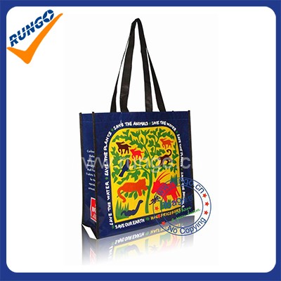 Printed fashion shopping bag in lamianted R-PET material