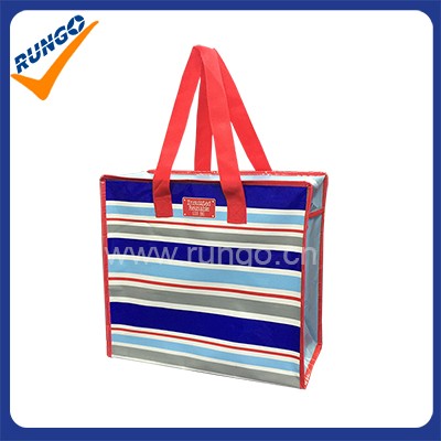 Zippered PP woven cooler bag with aluminum foil silver lining