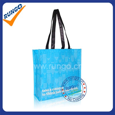 Blue PET shopping bag with lamination