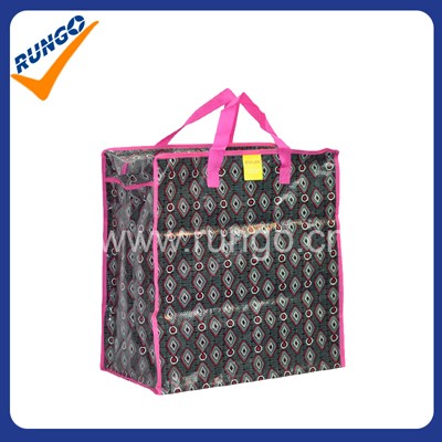 High quality pp woven zipper bag with pocket inside