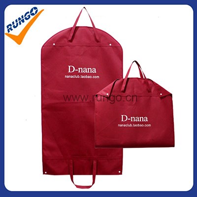 Custom logo printed reinforced handles red non woven garment bag