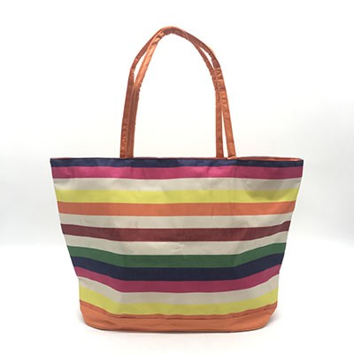 Rainbow beach bag with zipper closure
