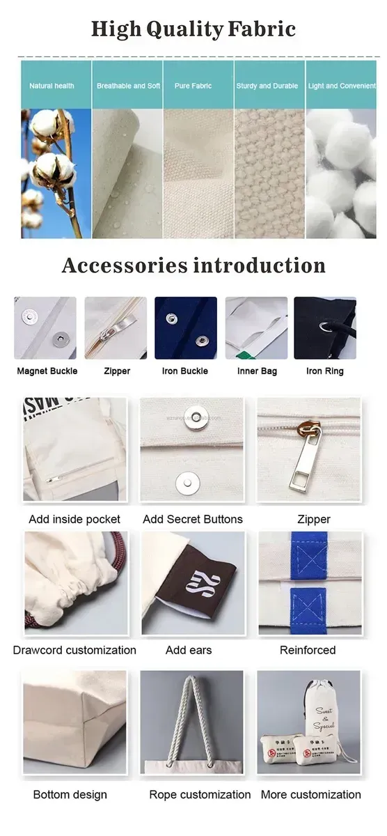 Wholesale Custom Reusable High Quality Cotton Shopping Bags organic cotton canvas tote bag - Detail
