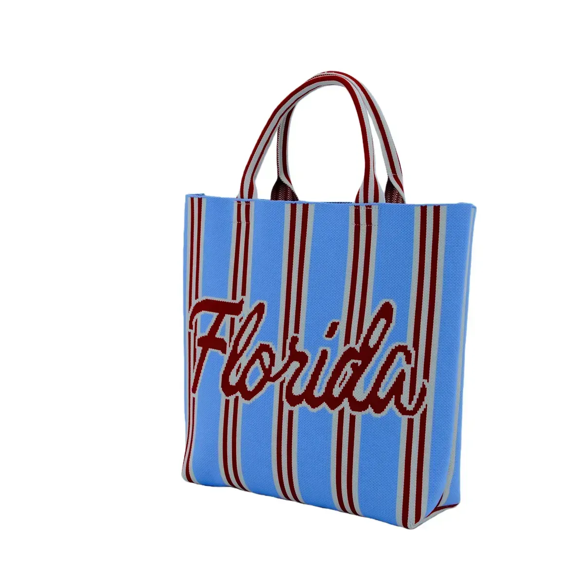 Eco-Friendly Durable Lightweight Reusable Polyester Knitted Tote Bag with Custom Design Foldable &amp; Portable for Women