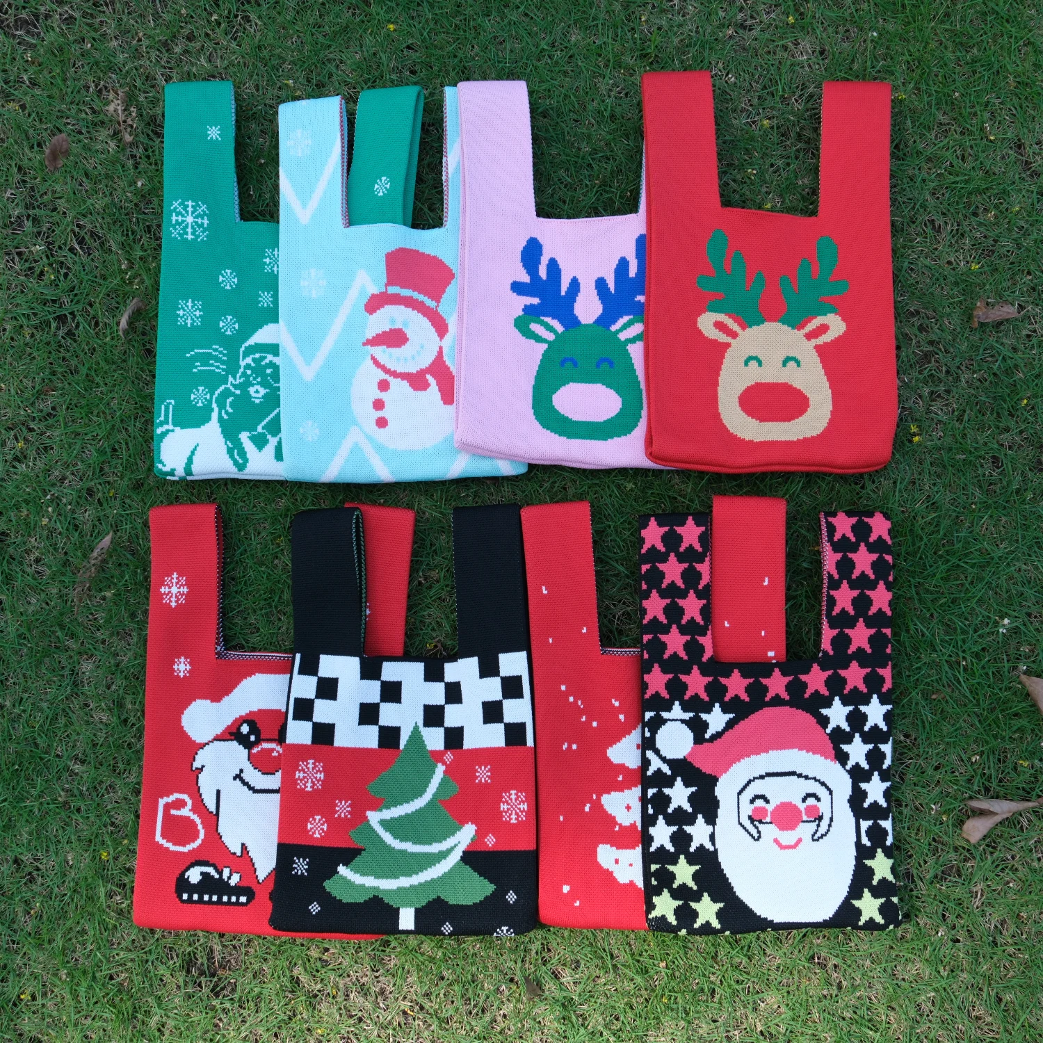 2023 fashion Knitted Weave Handbag Custom christmas Design Crochet Vest knit tote bag