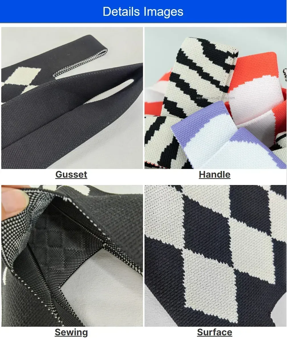 2023 fashion Knitted Weave Handbag Custom christmas Design Crochet Vest knit tote bag